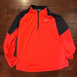 Under Armour Bright Red and Black Quarter Zip Shirt